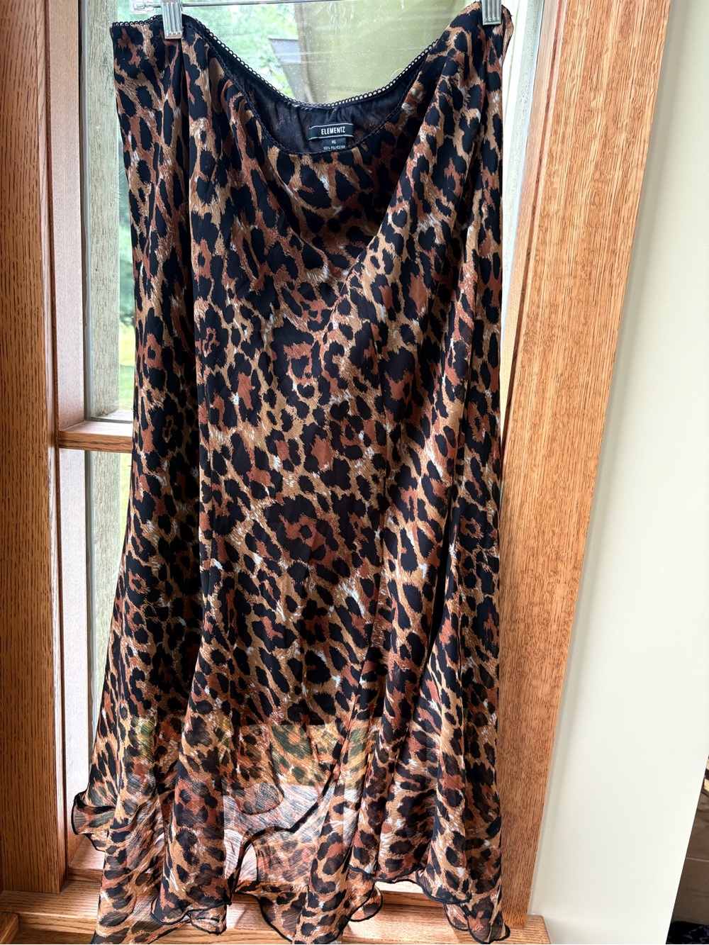 TWO BUNDLE Chaps Black Floral Ruffle Tiered Skirt & Leopard Skirt XL